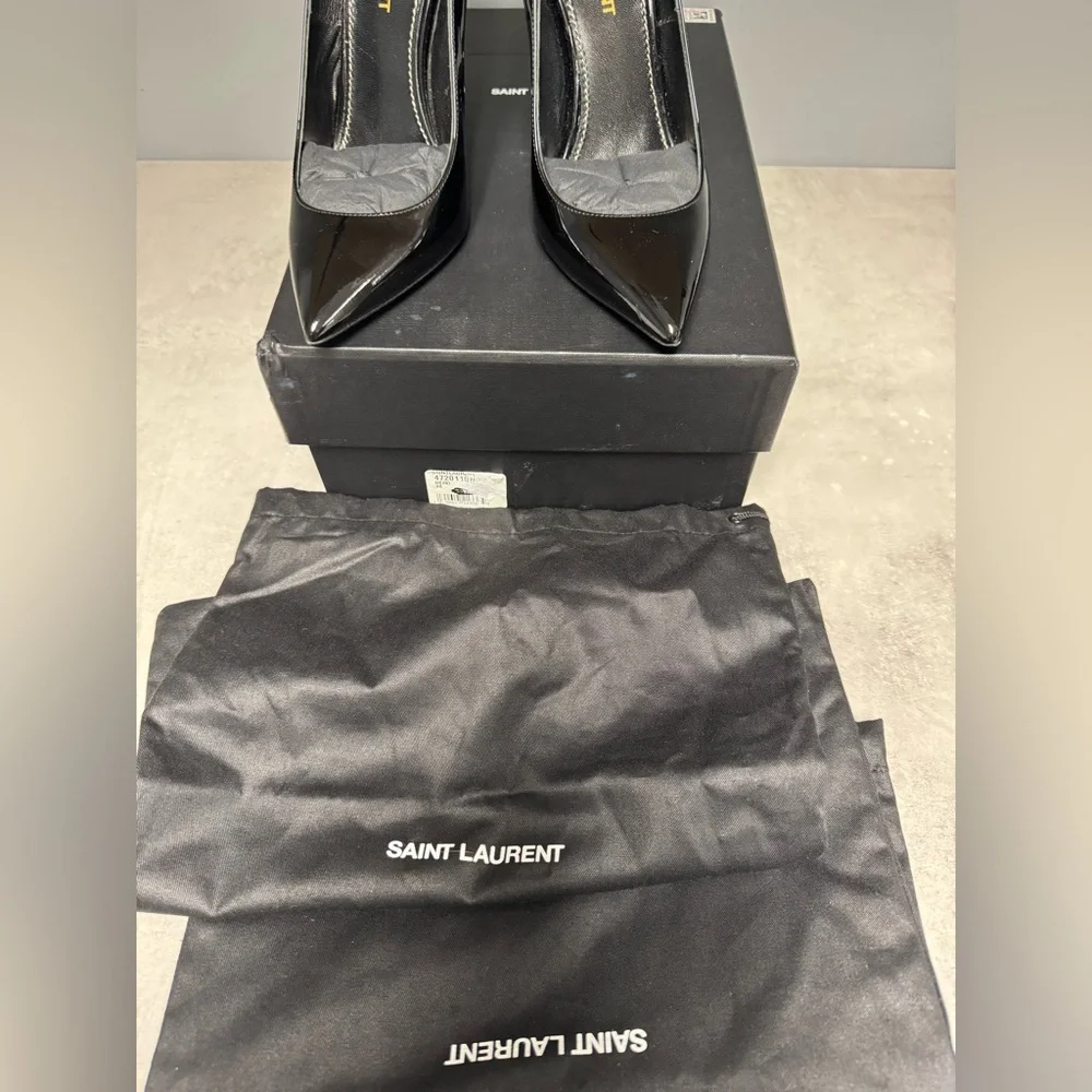 Yves Laurent Black Opyum patent leather 110 logo heel - Picture 6 of 8